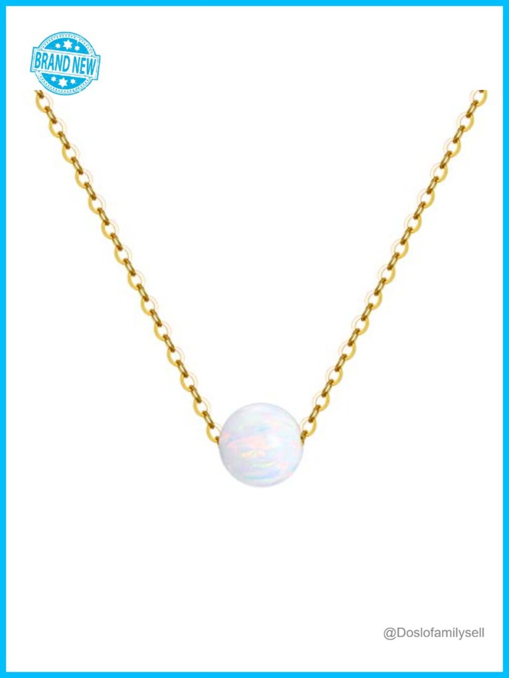 14K Solid Gold Opal Necklace Adjustable Choker Minimalist Jewelry for Women